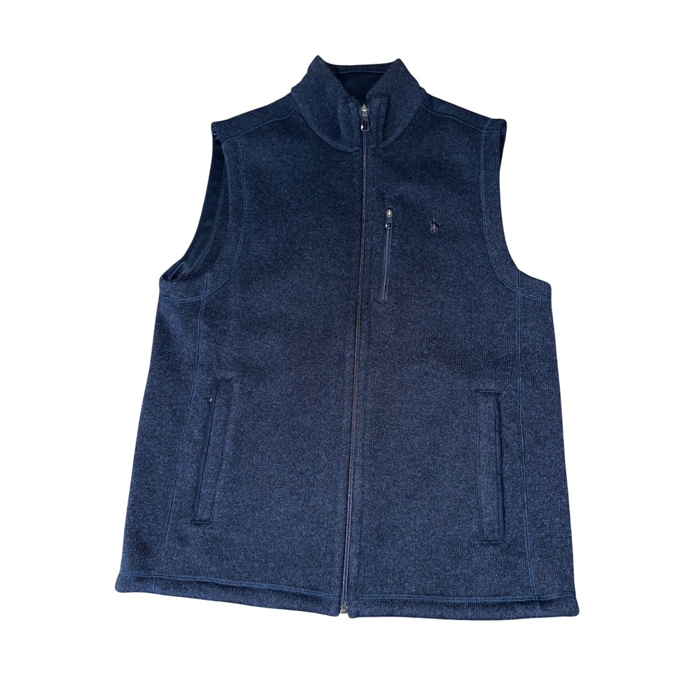 Polo Ralph Lauren Performance Mens Full Zip Sweater Knit Fleece Vest Navy Blue M